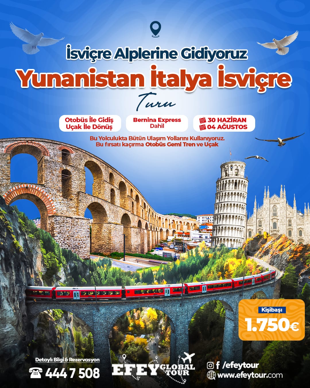 YUNANİSTAN – İTALYA – VATİKAN  İSVİÇRE TURU